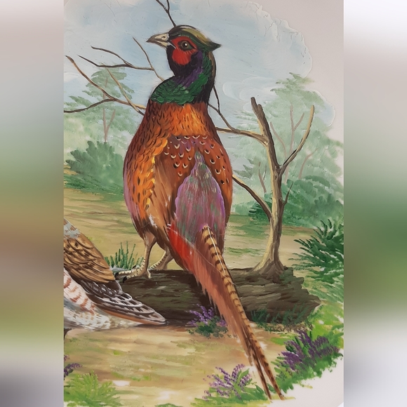 Rare Custom Pheasant & Partridge Display Wall Plate V L Clarkson Hand Painted - Picture 3 of 7